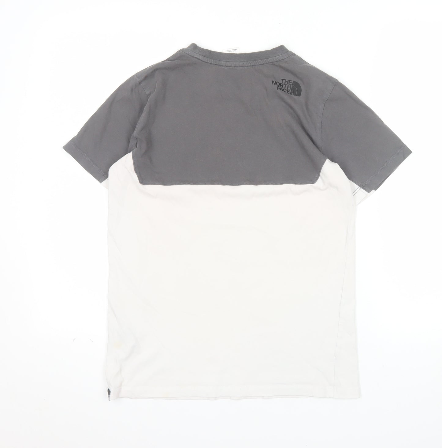 The North Face Boys Grey and White Colourblock XL T-Shirt Short Sleeve Casual