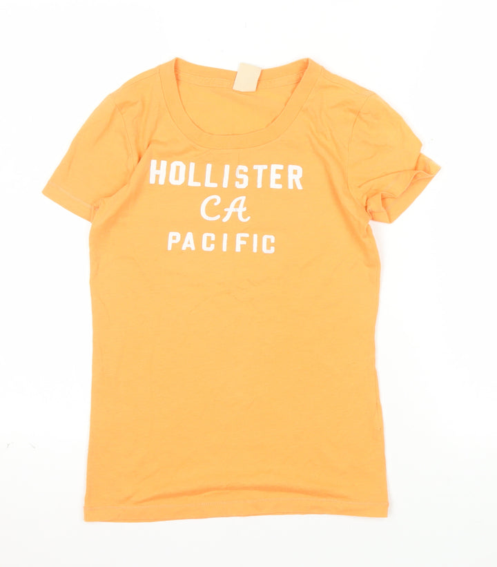 Hollister Women’s Orange XS Basic T-Shirt Slim Fit Casual