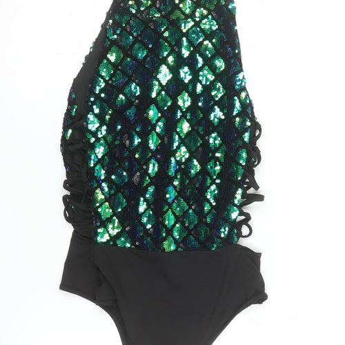 PrettyLittleThing Womens Black One Shoulder Sequin Camisole Top Size 8