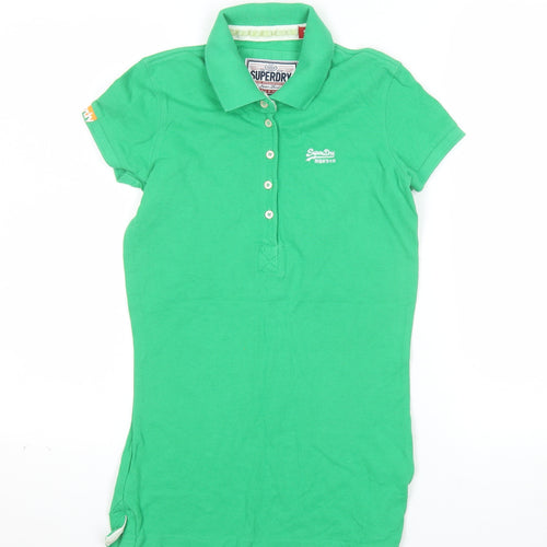 Superdry Women's Green Slim Fit Polo Shirt Size S