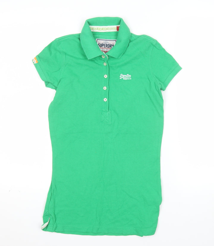 Superdry Women's Green Slim Fit Polo Shirt Size S
