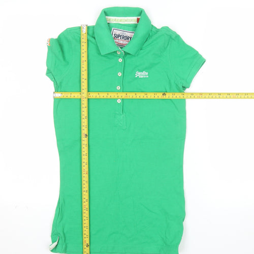 Superdry Women's Green Slim Fit Polo Shirt Size S
