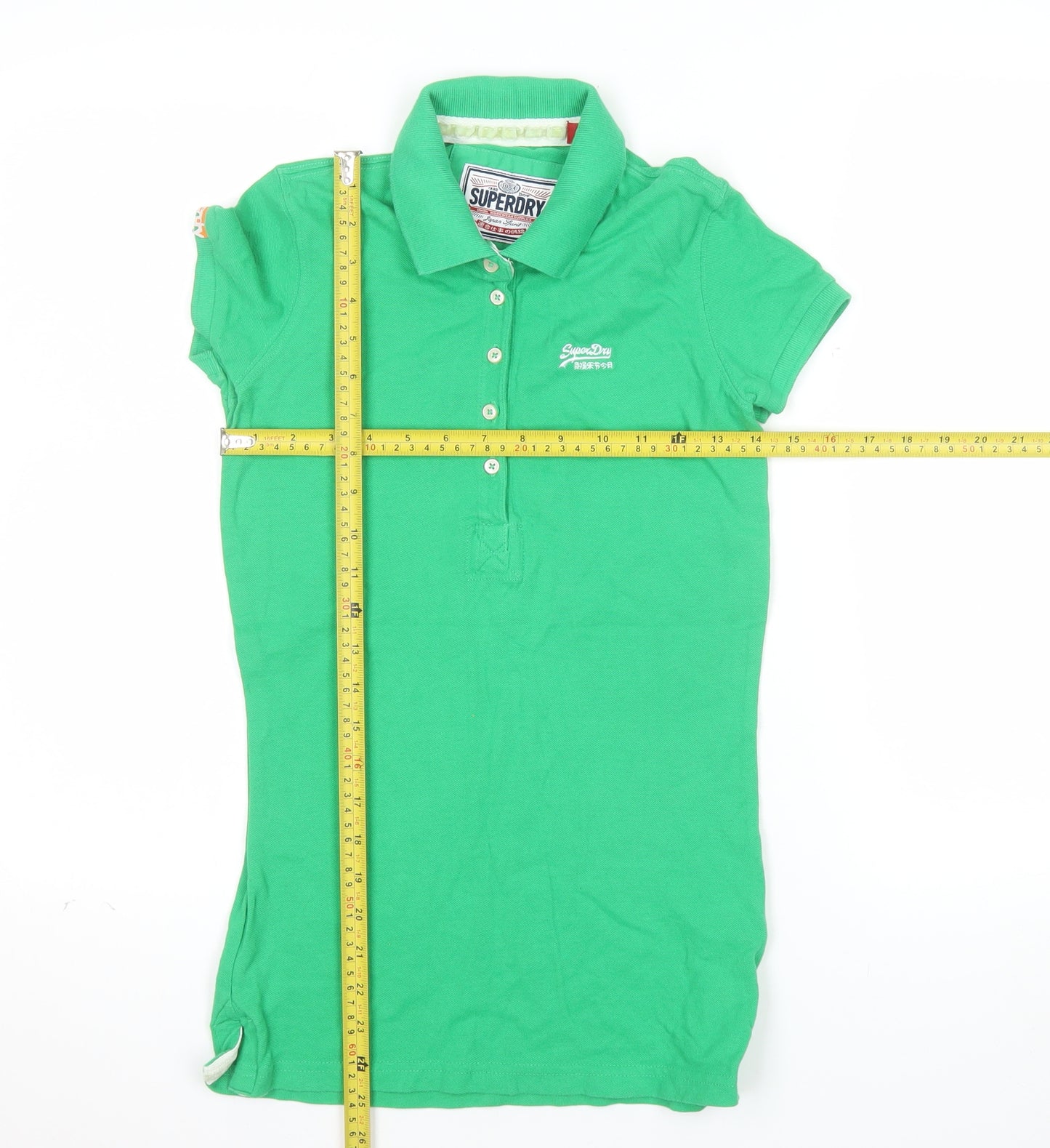 Superdry Women's Green Slim Fit Polo Shirt Size S