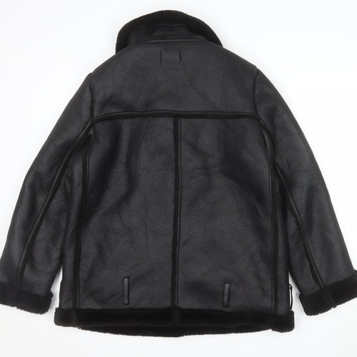 PrettyLittleThing Womens Black Faux Fur Lined Biker Jacket Size 8