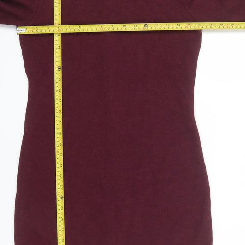 Zara Women Red Long Sleeve Bodycon Knit Dress L