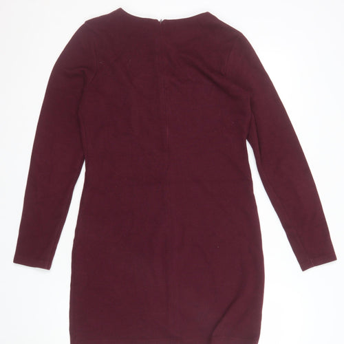 Zara Women Red Long Sleeve Bodycon Knit Dress L