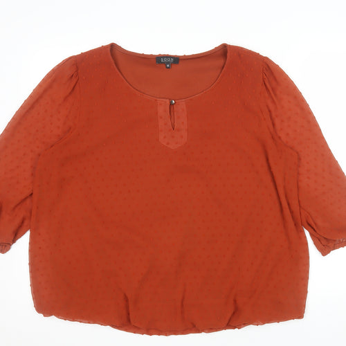 Soon Women's Orange Chiffon Tunic Blouse Size 16 3/4 Sleeve