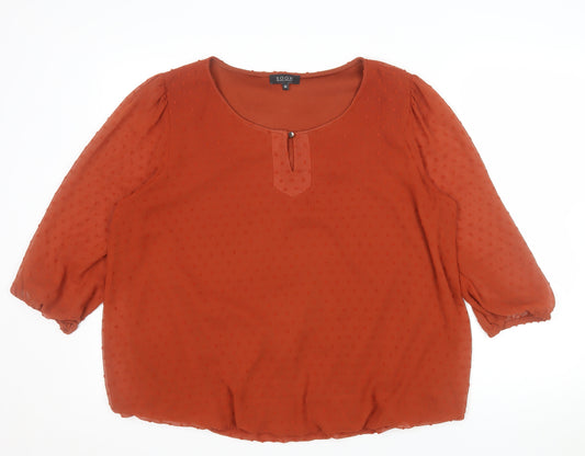Soon Women's Orange Chiffon Tunic Blouse Size 16 3/4 Sleeve
