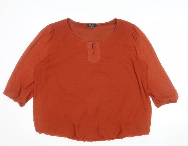 Soon Women's Orange Chiffon Tunic Blouse Size 16 3/4 Sleeve