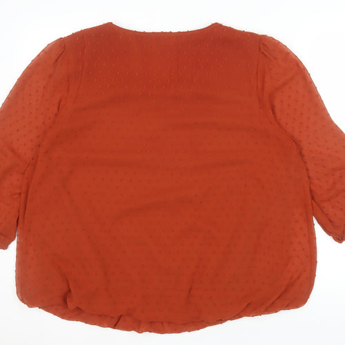 Soon Women's Orange Chiffon Tunic Blouse Size 16 3/4 Sleeve