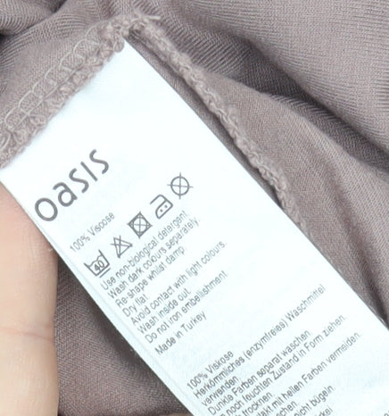 Oasis Women Brown Studded Short Sleeve Viscose T-Shirt L