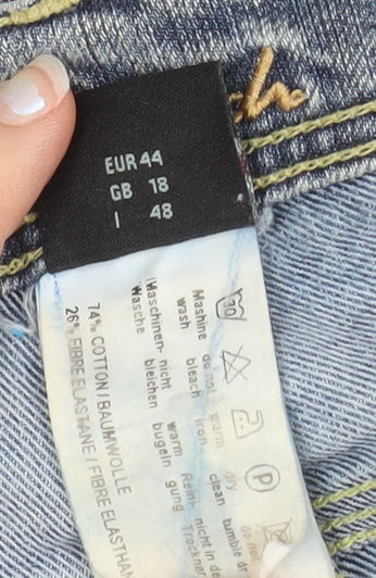 One Touch Women’s Blue Straight Leg Mid Rise Jeans Size 18