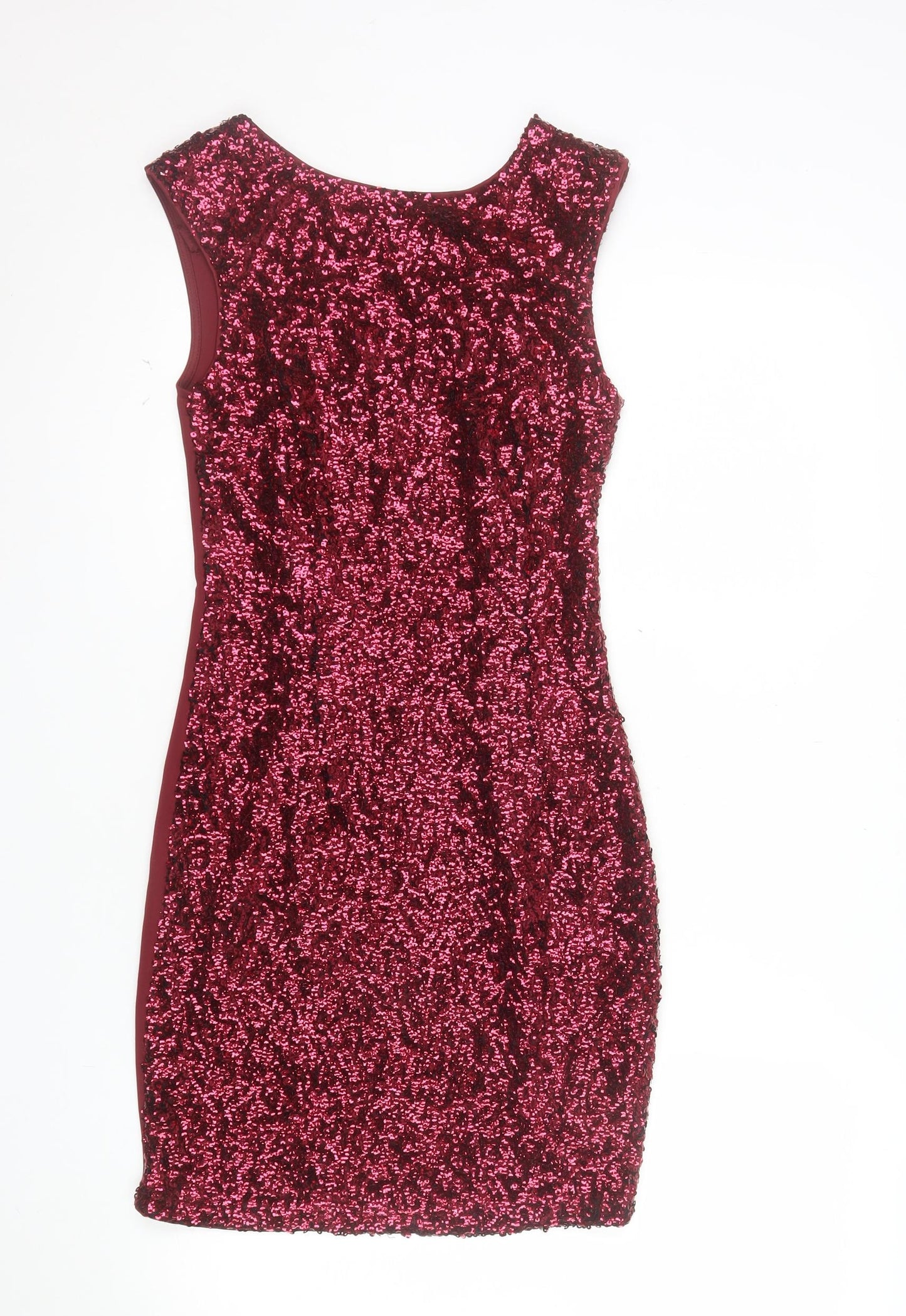 New Look Women Red Sequin Bodycon Sleeveless Dress Size 10