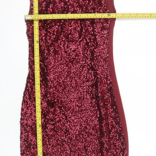New Look Women Red Sequin Bodycon Sleeveless Dress Size 10