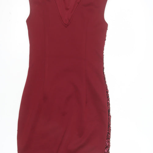 New Look Women Red Sequin Bodycon Sleeveless Dress Size 10