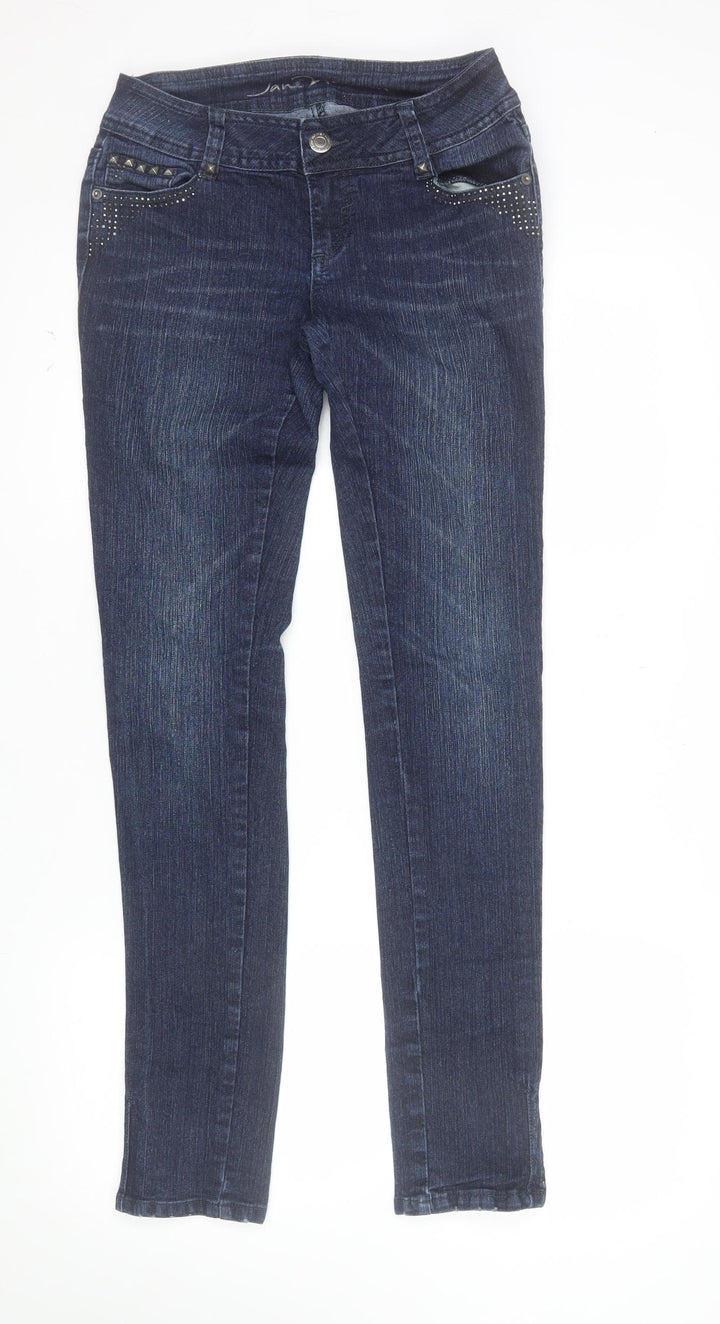Jane Norman Womens Blue Skinny Stretch Studded Jeans Size 10