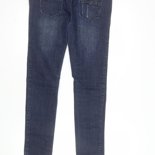 Jane Norman Womens Blue Skinny Stretch Studded Jeans Size 10