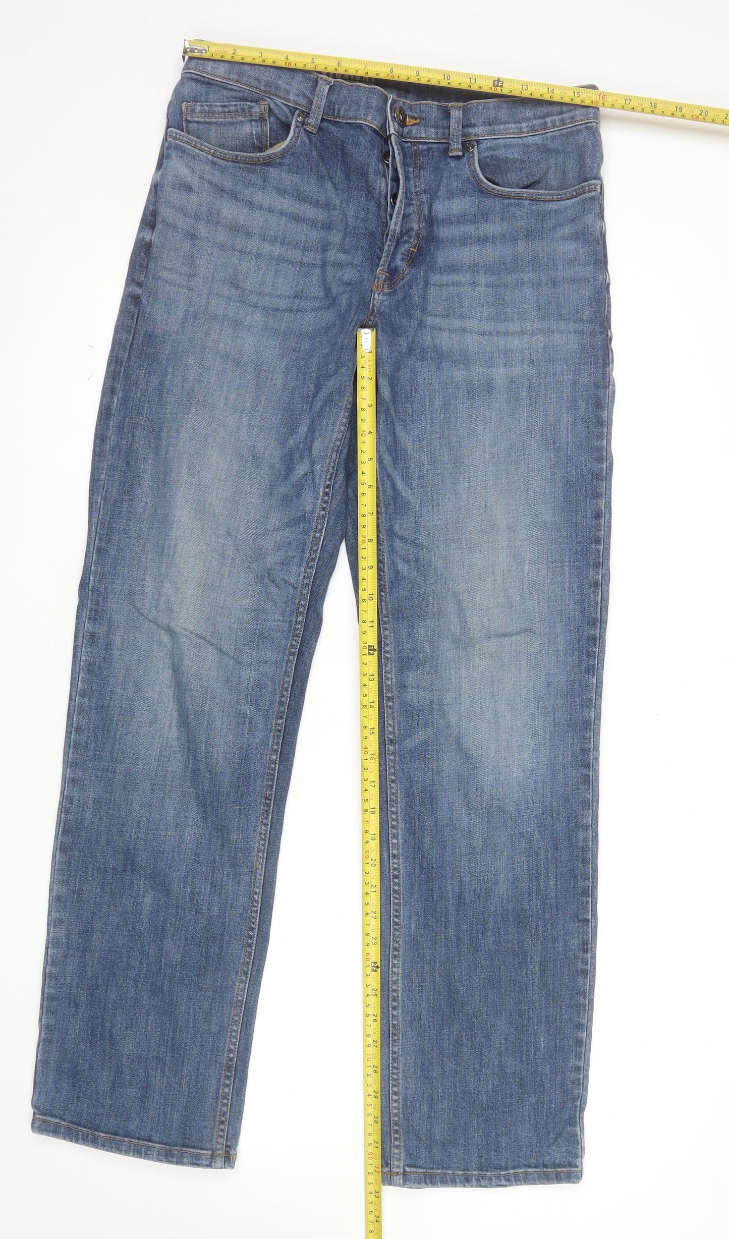 George Men Blue Straight Denim Jeans 34W 33L Regular Fit