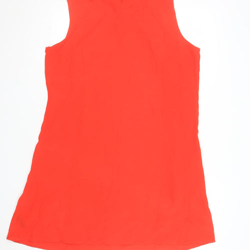 F&F Women Red Beaded Collar Sleeveless Shift Dress Size 18