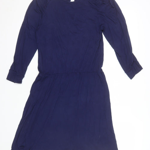 Warehouse Women’s Blue A-Line Jersey Dress Size 10 Long Sleeve