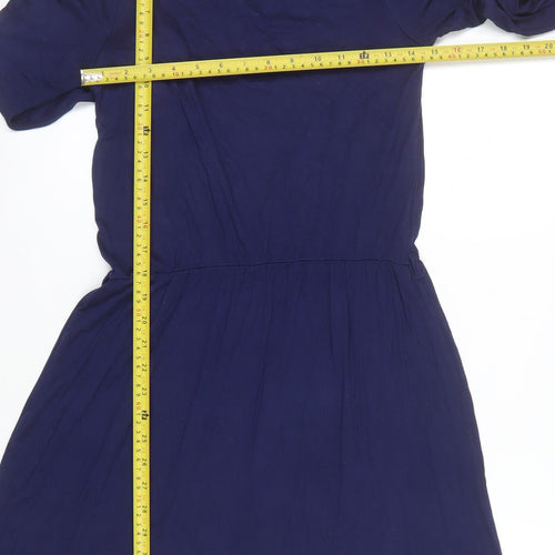 Warehouse Women’s Blue A-Line Jersey Dress Size 10 Long Sleeve