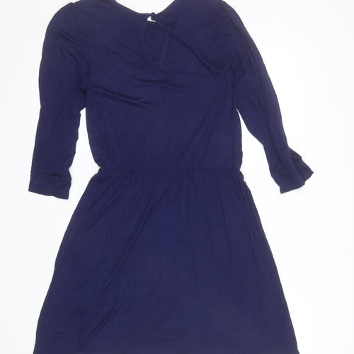 Warehouse Women’s Blue A-Line Jersey Dress Size 10 Long Sleeve
