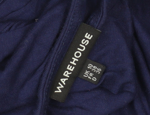 Warehouse Women’s Blue A-Line Jersey Dress Size 10 Long Sleeve