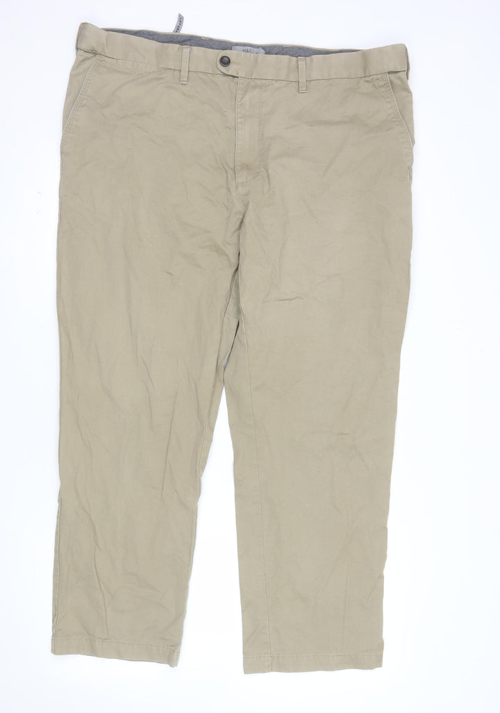 Marks and Spencer Men’s Beige Chino Trousers 42W 29L Regular Fit
