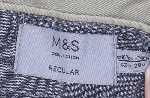 Marks and Spencer Men’s Beige Chino Trousers 42W 29L Regular Fit