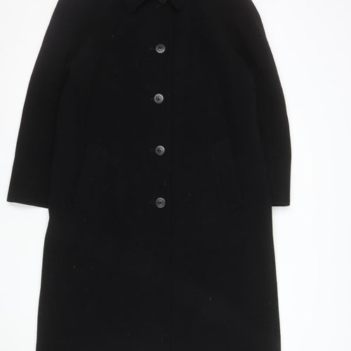 Marks and Spencer Women's Black Wool Overcoat Size 12 Long
