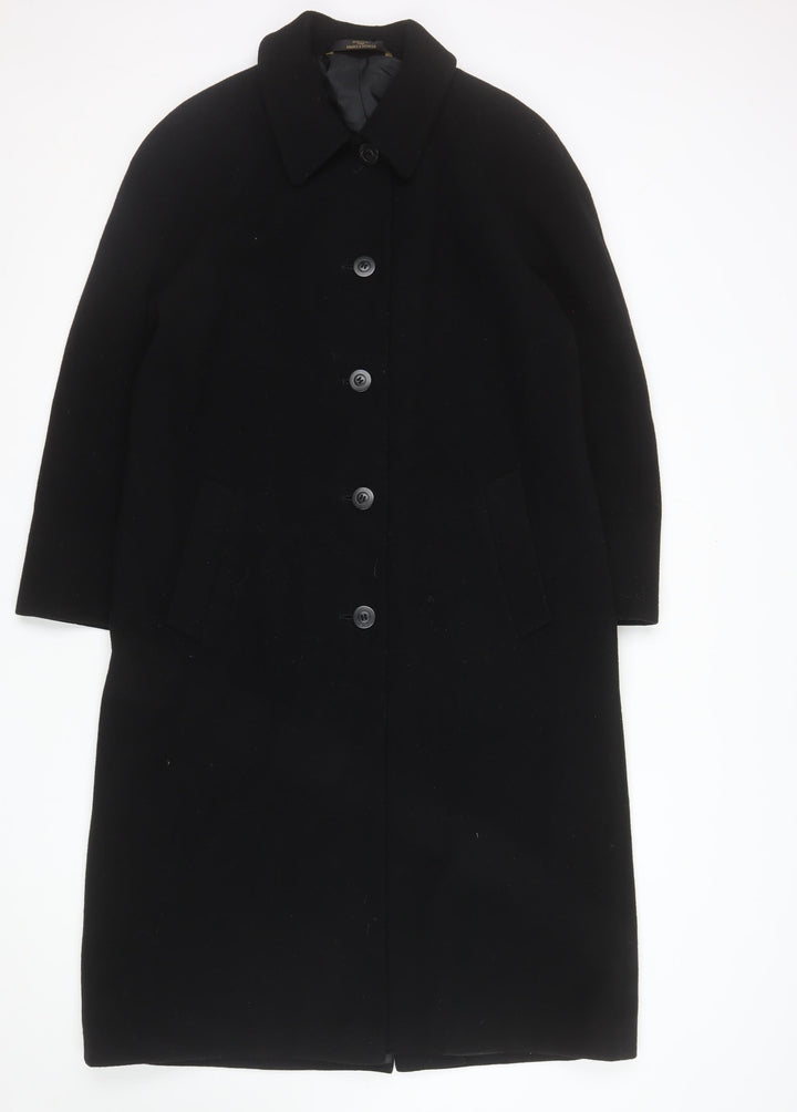Marks and Spencer Women's Black Wool Overcoat Size 12 Long