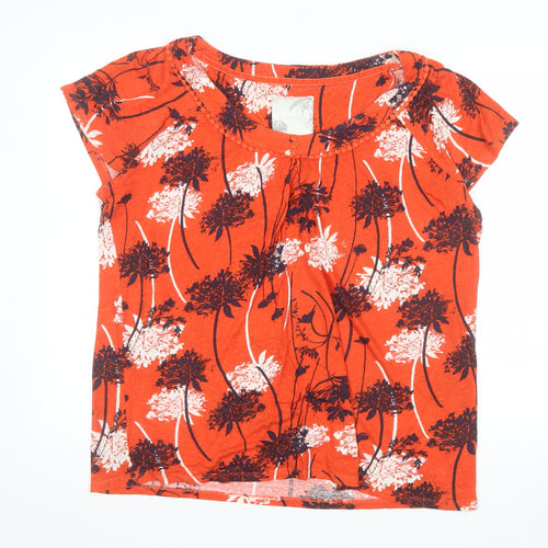 RJR John Rocha Women Orange Floral Linen Viscose Tunic Blouse Size 18