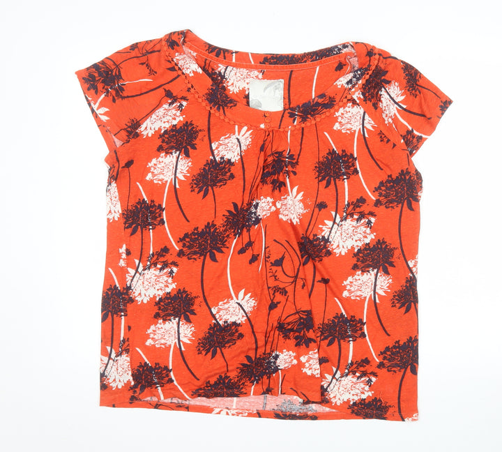 RJR John Rocha Women Orange Floral Linen Viscose Tunic Blouse Size 18