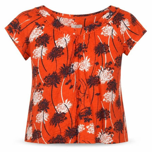 RJR John Rocha Women Orange Floral Linen Viscose Tunic Blouse Size 18