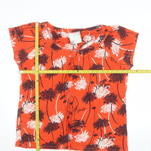RJR John Rocha Women Orange Floral Linen Viscose Tunic Blouse Size 18