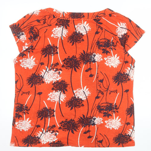 RJR John Rocha Women Orange Floral Linen Viscose Tunic Blouse Size 18