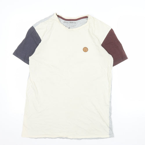 Billabong Mens Beige Colourblock Slim Fit Cotton T-Shirt Size M