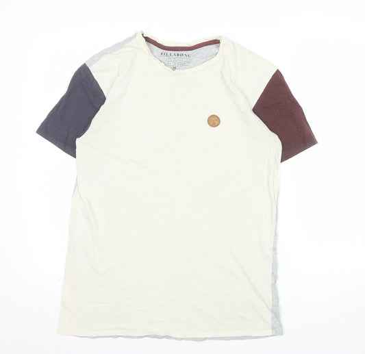 Billabong Mens Beige Colourblock Slim Fit Cotton T-Shirt Size M
