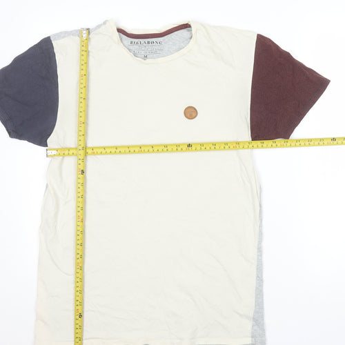 Billabong Mens Beige Colourblock Slim Fit Cotton T-Shirt Size M