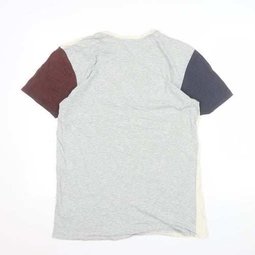Billabong Mens Beige Colourblock Slim Fit Cotton T-Shirt Size M