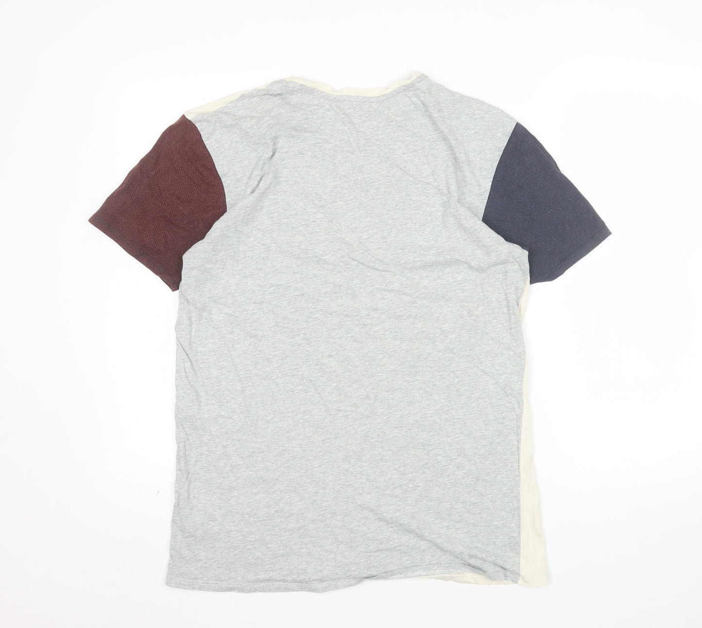 Billabong Mens Beige Colourblock Slim Fit Cotton T-Shirt Size M