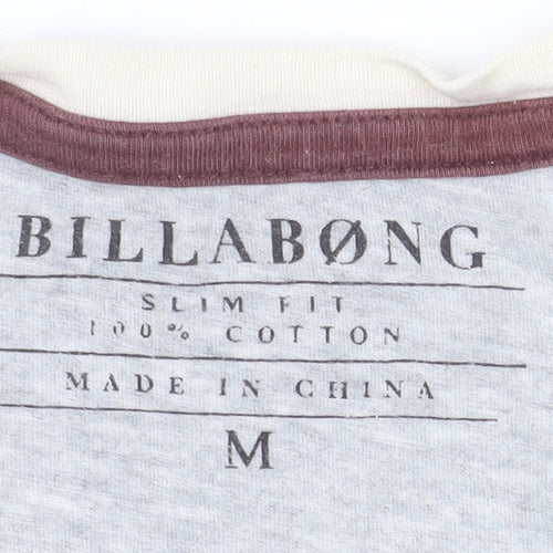 Billabong Mens Beige Colourblock Slim Fit Cotton T-Shirt Size M