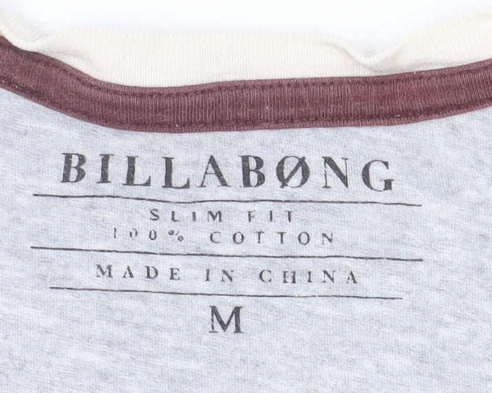 Billabong Mens Beige Colourblock Slim Fit Cotton T-Shirt Size M