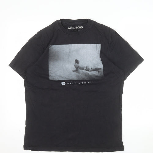 Billabong Men’s Black Cotton Graphic Surf T-Shirt Size M Regular Fit