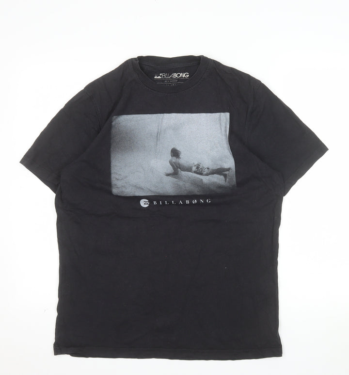 Billabong Men’s Black Cotton Graphic Surf T-Shirt Size M Regular Fit