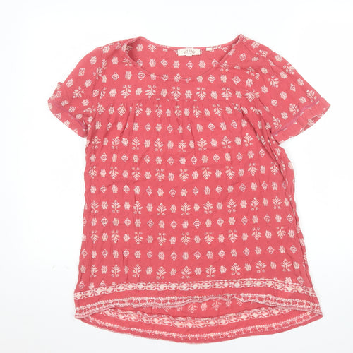 Fat Face Womens Pink Floral Viscose Short Sleeve Tunic Blouse UK 12