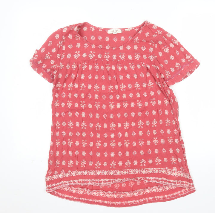 Fat Face Womens Pink Floral Viscose Short Sleeve Tunic Blouse UK 12