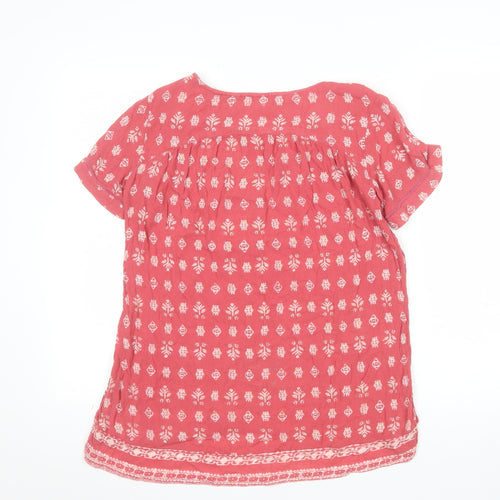 Fat Face Womens Pink Floral Viscose Short Sleeve Tunic Blouse UK 12