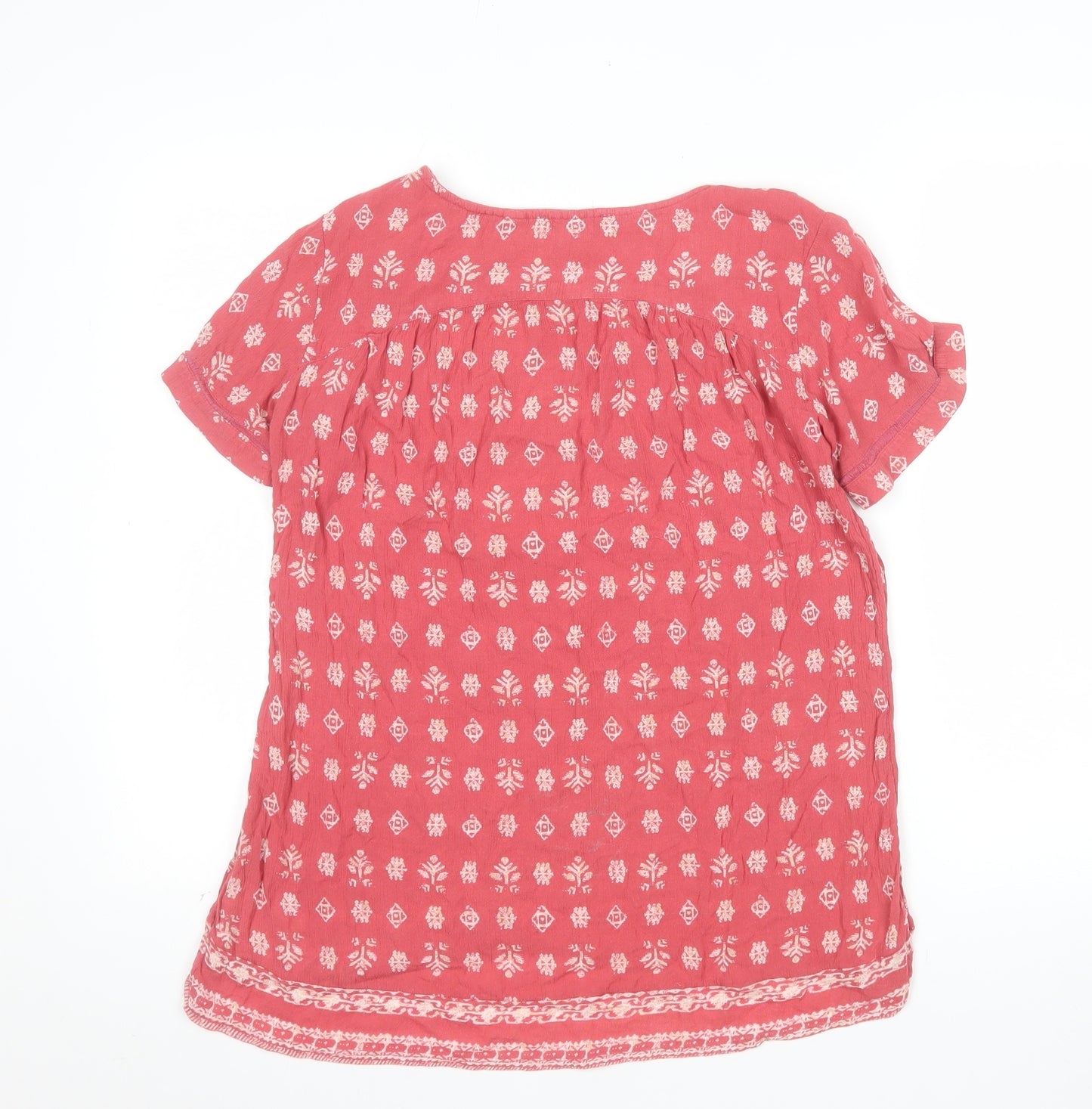 Fat Face Womens Pink Floral Viscose Short Sleeve Tunic Blouse UK 12