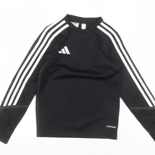 adidas Boys Black 7-8 Years Long Sleeve 1/4 Zip AEROREADY Training Top